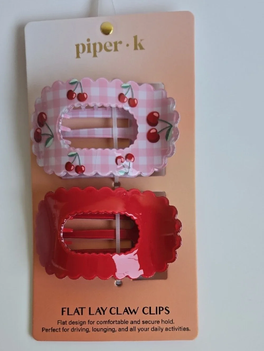 piper.k Cherry Pink & Red Flat Lay Claw Clips NWT🍒